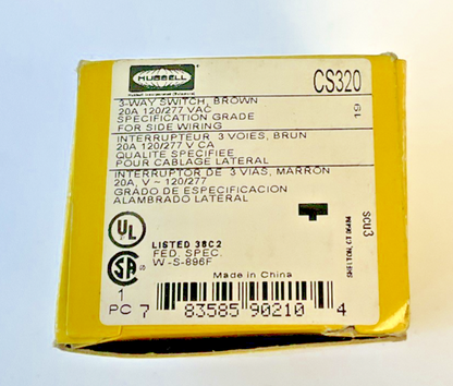 HUBBELL CS320 3-WAY SWITCH 20A 120/277A  ***LOTOF2***