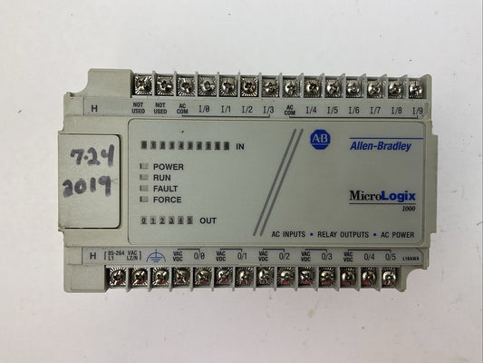 ALLEN BRADLEY 1761-L16AWA MICROLOGIX 1000 SER E FRN 1.0 CONTROLLER
