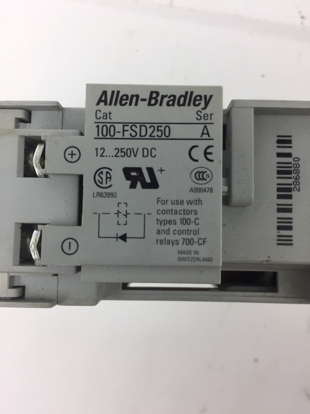 ALLEN BRADLEY 100-C09Z*400 CONTACTOR WITH 100-FSD250 SURGE SUPPRESSOR