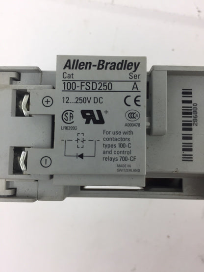 ALLEN BRADLEY 100-C09Z*400 CONTACTOR WITH 100-FSD250 SURGE SUPPRESSOR