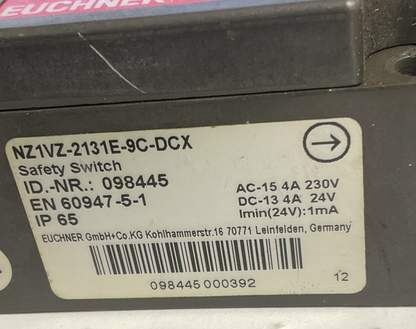 EUCHNER NZ1VZ-2131E-9C-DCX INTELOCK SAFETY SWITCH 4A 230VAC 24VDC
