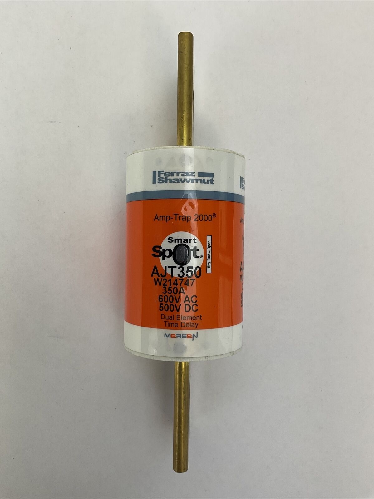 MERSEN AJT350 AMP-TRAP 2000 SMART SPOT FUSE 350A 600VAC 500VDC DUAL ELEMENT TIME