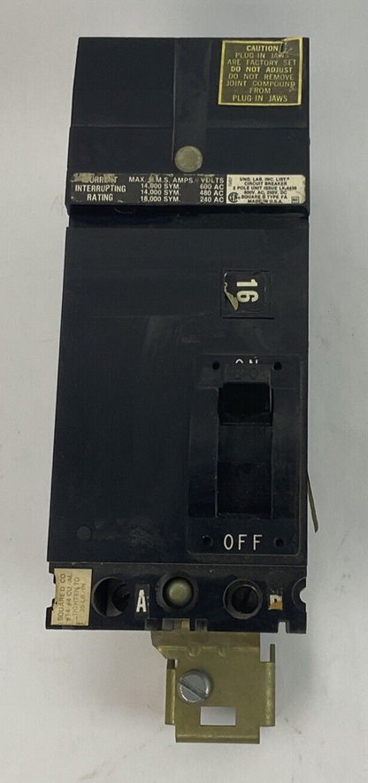 SQUARE D FA 26020 AB CIRCUIT BREAKER SER.1 600VAC 250VDC 2POLE