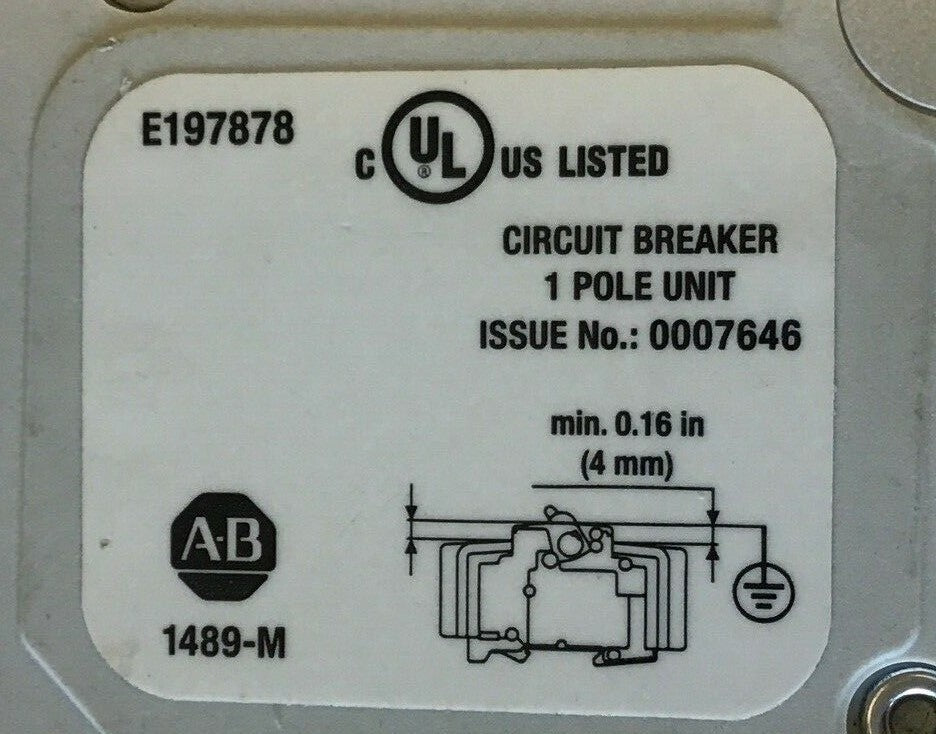 ALLEN BRADLEY 1489-M C 7A 1POLE CIRCUIT BREAKER W/ 1489-ABRA3 AUX. CURCUIT
