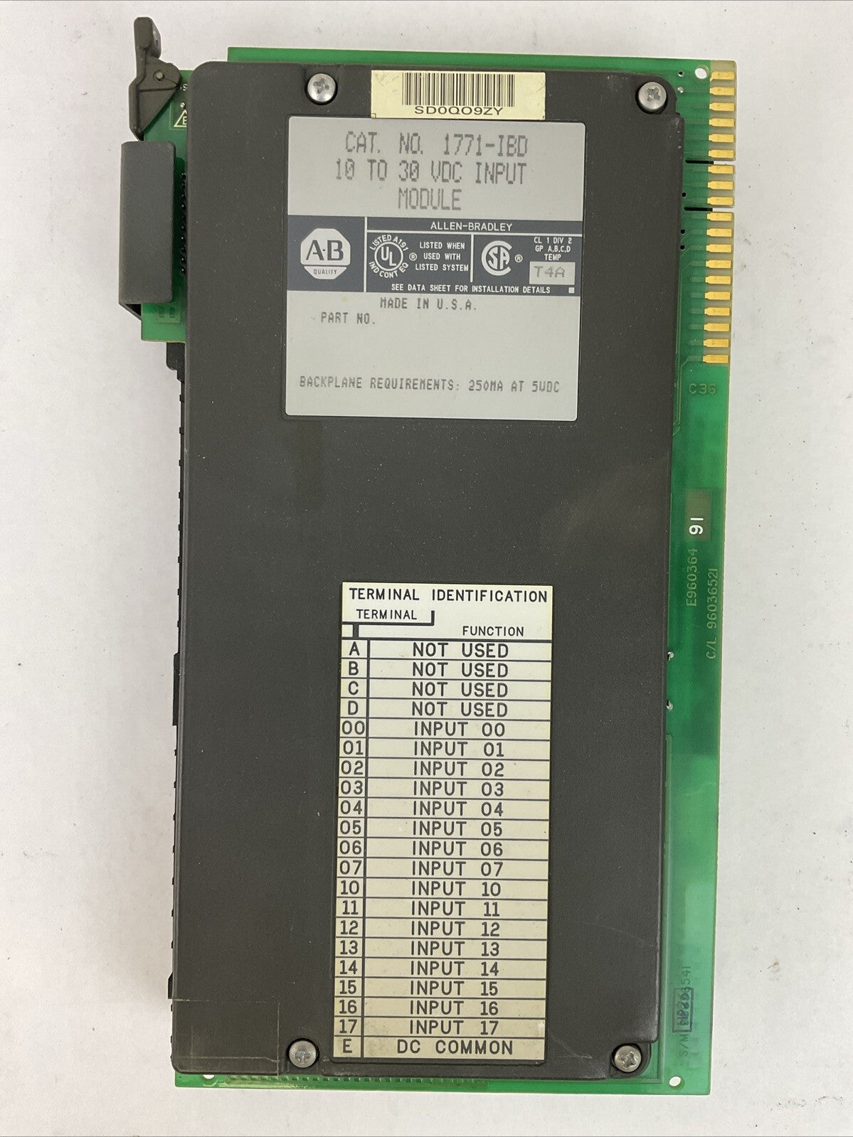 ALLEN BRADLEY 1771-0IBD 10-30VDC INPUT MODULE
