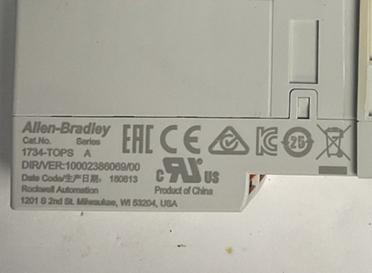ALLEN BRADLEY 1734-IB8S SAFETY SINK INPUT MODULE SER.B 24VDC W/1734-TOPS SER.A