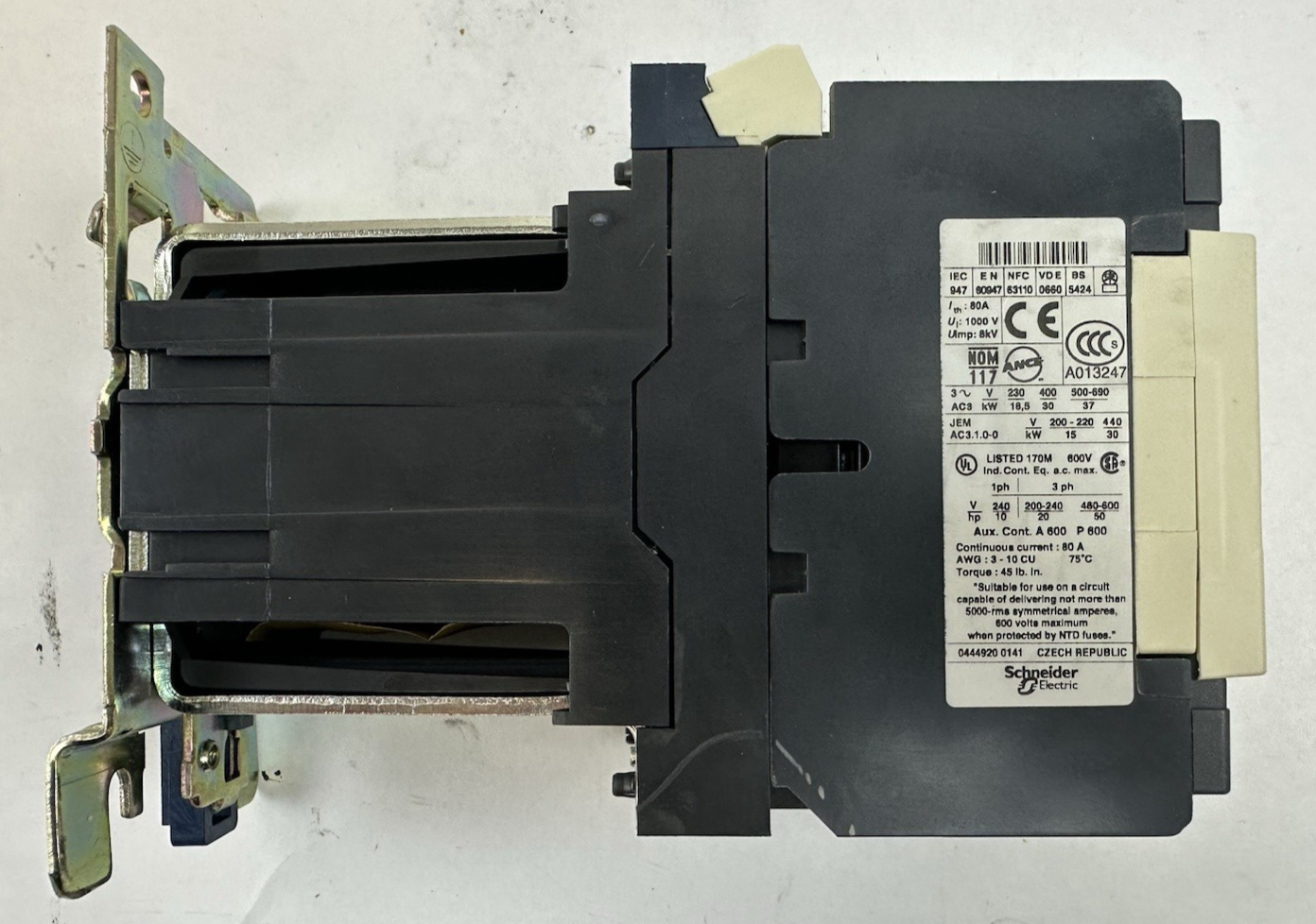 SCHNEIDER TELEMECANIQUE LC1 D65 CONTACTOR 80A 3P 24V DC COIL LP1D6511 50HP