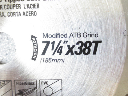 DML 72804 STEEL PRO 38T 7-1/4" CARBIDE TIPPED CIRC SAW BLADE ATB - NEW SURPLUS