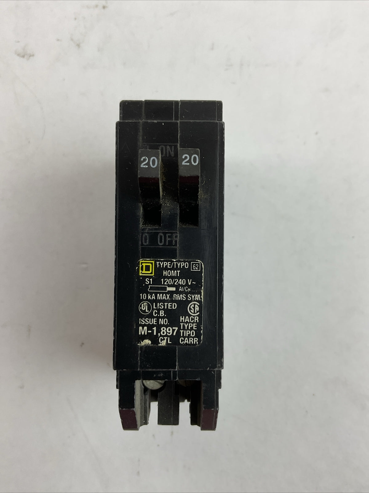 SQUARE D HOMT2020 MINITURE CIRCUIT BREAKER 20/20AMP 120/240VAC