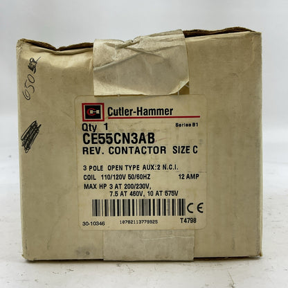 CUTLER HAMMER CE55CN3AB SIZE C SERIES B1 REVERSING CONTACTOR  COIL 110/120V