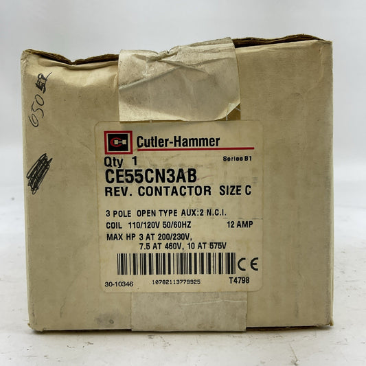 CUTLER HAMMER CE55CN3AB SIZE C SERIES B1 REVERSING CONTACTOR  COIL 110/120V