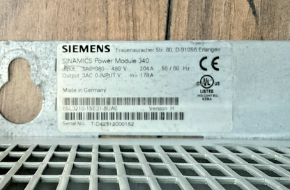 SIEMENS 6SL3210-1SE31-8UA0 FREQUENCY COVERTER/DRIVE VER.H POWER MODULE 340 480V