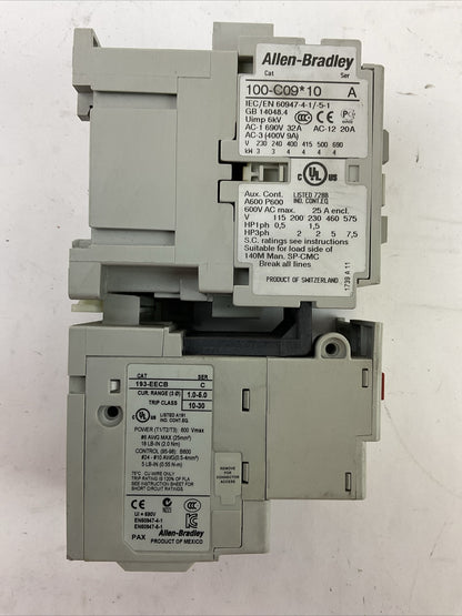 ALLEN BRADLEY STARTER (100-C09*10 SER A COIL 120V + 193-EECB SER C 1.0-5.0A)