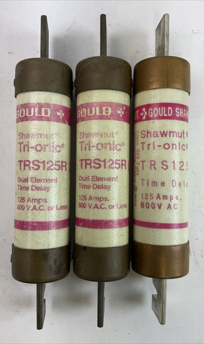 GOULD SHAWMUT TRS125R TRI-0ONIC TIME DELAY RK5 FUSE 600VAC 125AMP (LOT OF 3)
