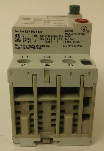 ALLEN BRADLEY 140-MN-0160, MANUEL MOTOR STARTER/ CIRCUIT BREAKER, 3PH, 600V,2.5A