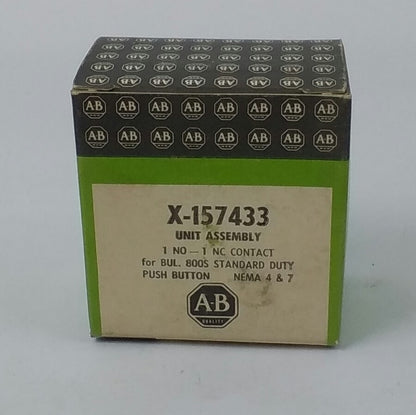 ALLEN-BRADLEY X-157433 PUSH BUTTON UNIT ASSEMBLY, 1 NO, 1 NC CONTACT, NEW
