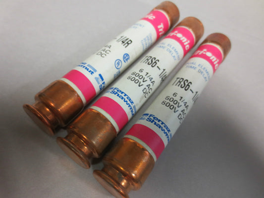 FERRAZ SHAWMUT TRS6-1/4R TRI-ONIC DUAL-ELEMENT TIME-DELAY 6-1/4A 600VAC LOT of 3
