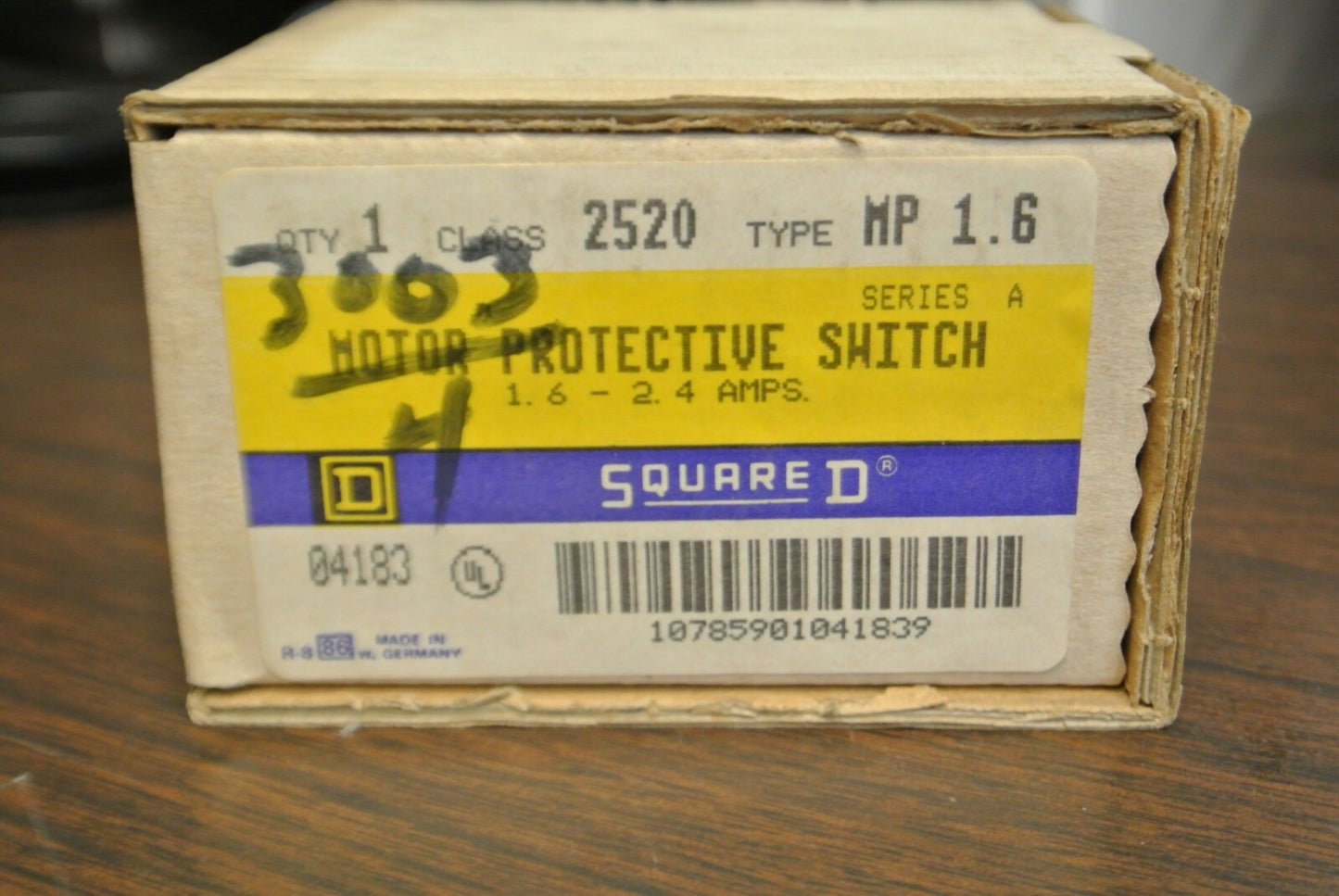 SQUARE D 2520 MP 1.6 MOTOR PROTECTIVE SWITCH / 1.6 - 2.4A / NEW SURPLUS