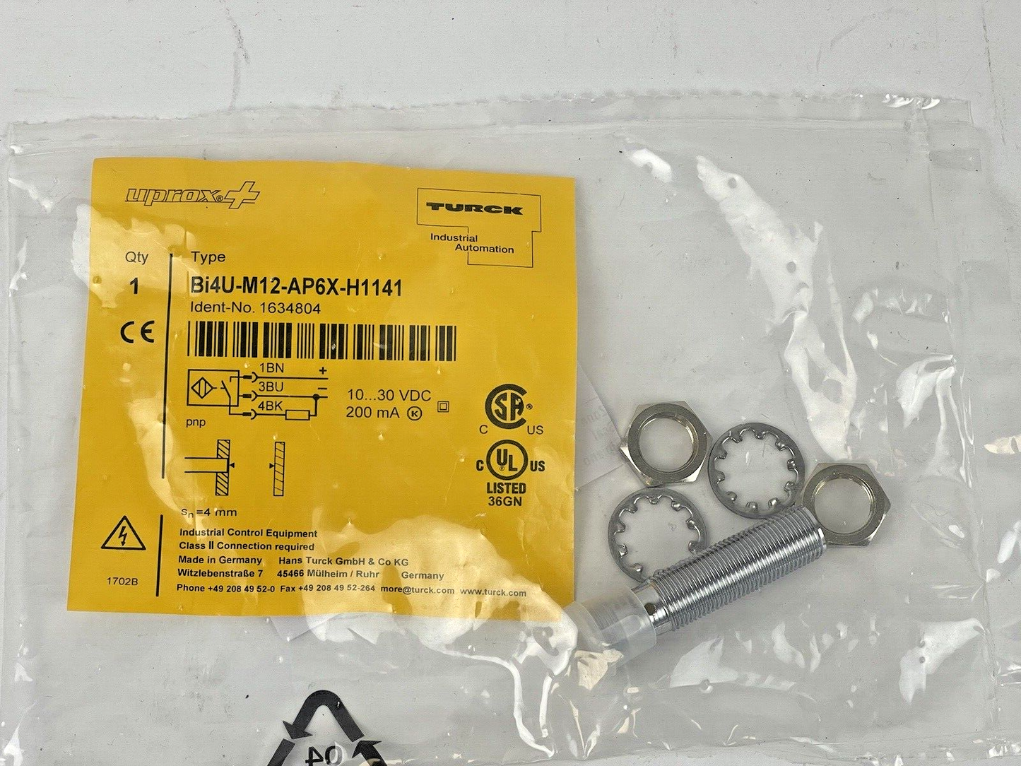 TURCK - BI4U-M12-AP6X-H1141 - PROXIMITY SWITCH SENSOR - 1634804