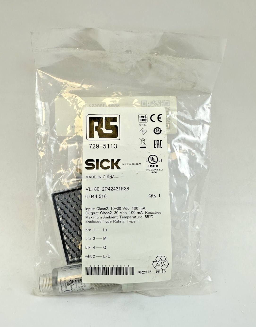 SICK VL180-2P42431F38 PHOTOELECTRIC SENSOR 729-5113 10-30VDC 100mA M18