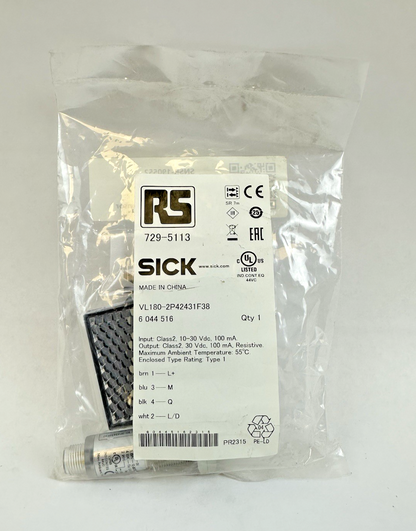 SICK VL180-2P42431F38 PHOTOELECTRIC SENSOR 729-5113 10-30VDC 100mA M18