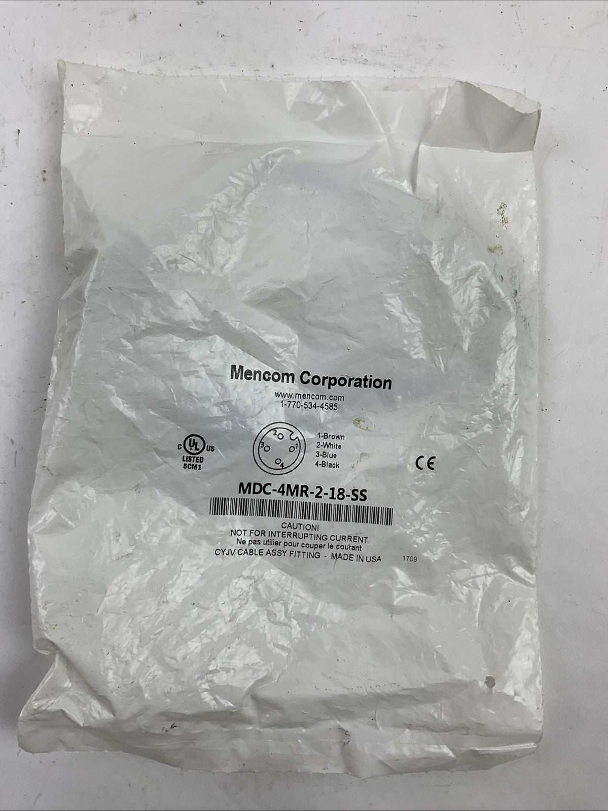 MENCOM CORPORATION MDC-4MR-2-18-SS CORDSET 4 WIRE MALE