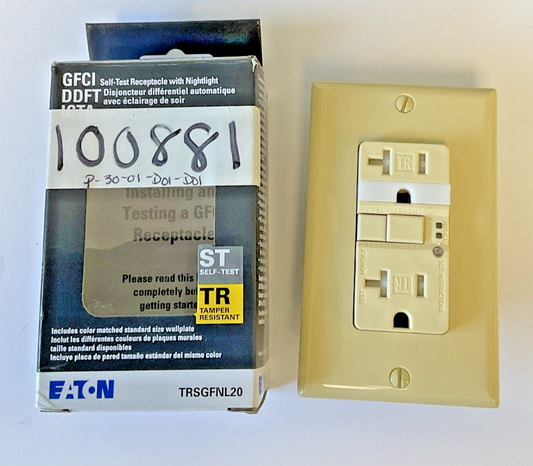 EATON TRSGFNL20 SELF-TEST RECEPTACLE W/NIGHTLIGHT 20A 125VAC