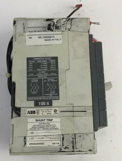 ABB S3N CIRCUIT BREAKER 100AMP 2 POLE 480VAC/500VDC