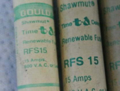 LOT of 5 / GOULD RFS15 RENEWABLE FUSES / 15A / 600V
