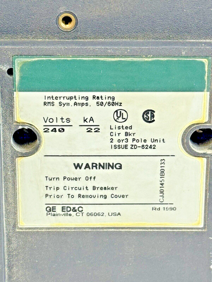GE - TJD432400X2 - INDUSTRIAL CIRCUIT BREAKER - 3 POLE/240 VAC/400A