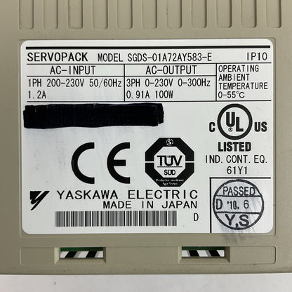 YASKAWA SGDS-01A72AY583-E SERVOPACK 230VAC SERVO DRIVE