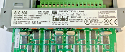 SPECTRUM CONTROL 1746SC-INI4VI 4 CHANNEL INPUT MODULE SER.D REV.1.04 SLC500 PR.A