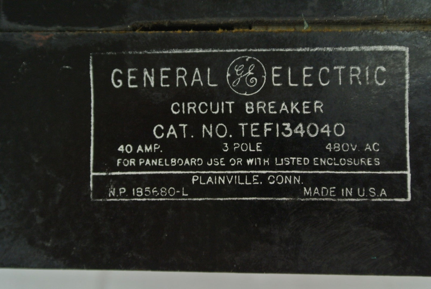 GE TEF134040 CIRCUIT BREAKER - 480VAC, 40A, 3-POLE