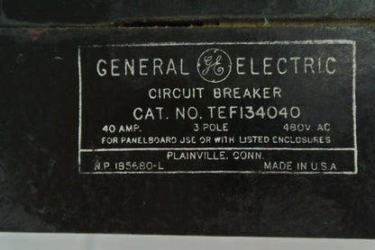GE TEF134040 CIRCUIT BREAKER - 480VAC, 40A, 3-POLE
