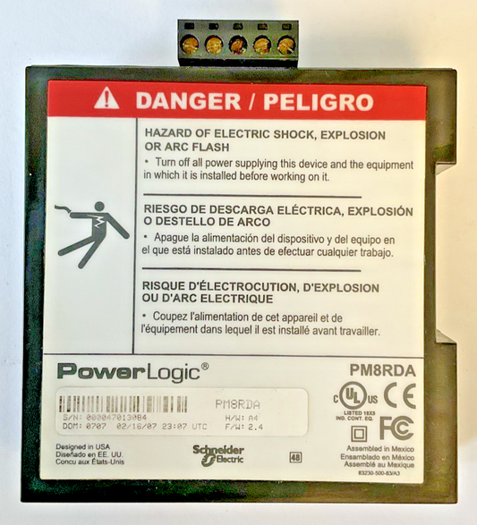 SCHNEIDER ELECTRIC PM8RDA REMOTE DISPLAY ADAPTER H/W:A4 F/W:2.4 POWER LOGIC