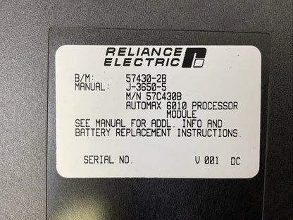 RELIANCE ELECTRIC 57C430B AUTOMAX 6010 PROCESSOR MODULE 57430-2B