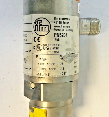 IFM PN5204 PRESSURE SWITCH 1/4NPT PSI 1087