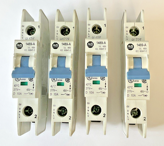 ALLEN BRADLEY 1489-A1D100 CIRCUIT BREAKER SER.A 10KA 277V 50/60HZ ***LOTOF4***