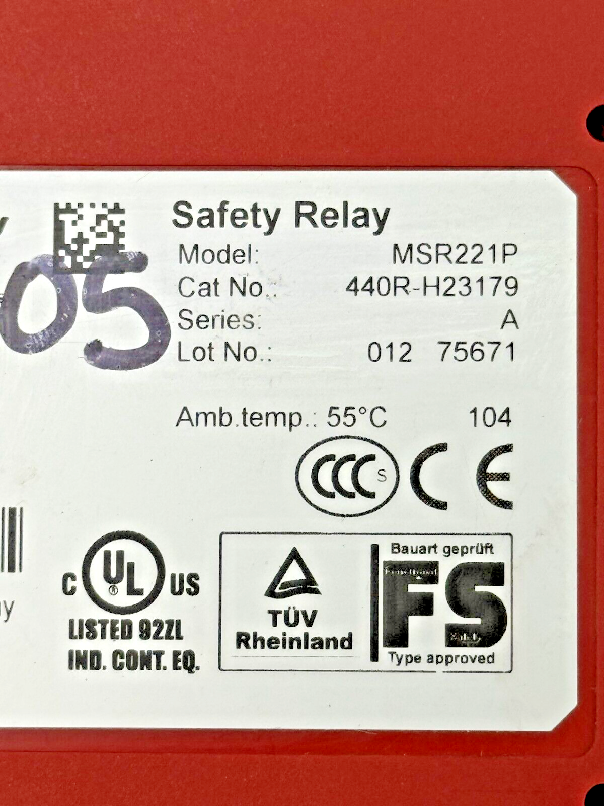 ALLEN-BRADLEY - 440R-H23179 - SAFETY RELAY - MSR221P - SUPPLY 24VDC 2W