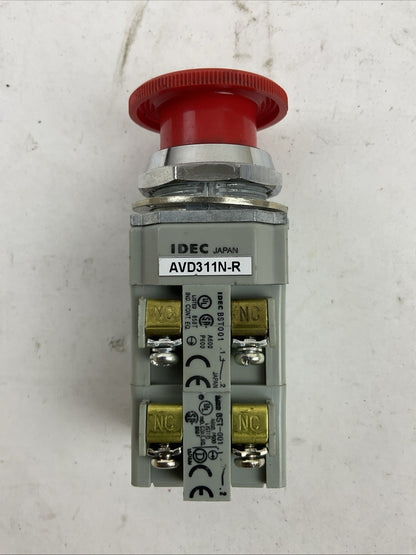 IDEC AVD311N-R RED TWIST-RELEASE EMERGENCY STOP MUSHROOM BUTTON