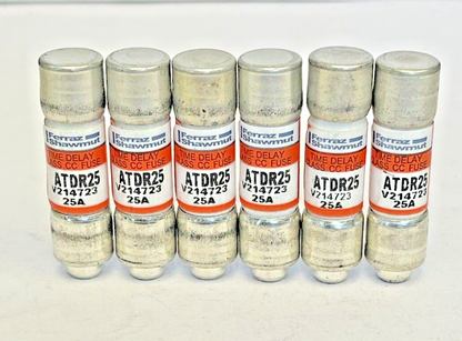 FERRAZ SHAWMUT *LOT OF 6* - ATDR25- 225 AMP, 600 VAC, TIME-DELAY, CLASS CC FUSES