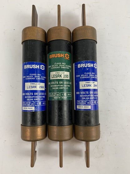 Brush/Reliance LESRK200 200A 600V Fuse "Lot of 3"