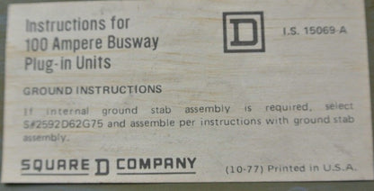 SQUARE D 100A BUSWAY PLUG-IN UNIT