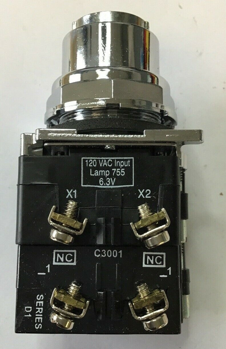 CUTLER HAMMER 10250T463C47-3 PUSH/PULL BUTTON 3POS 2NC ***MISSING RED CAP***