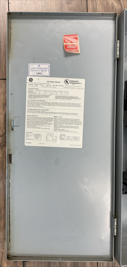 GE TH3362 MODEL 10 60A 600VAC 3PH 50HP 250VDC 10HP SAFETY SWITCH FLSR 60 ID FUSE