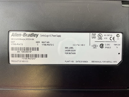 ALLEN-BRADLEY 1756-PA72 SER C POWER SUPPLY AC