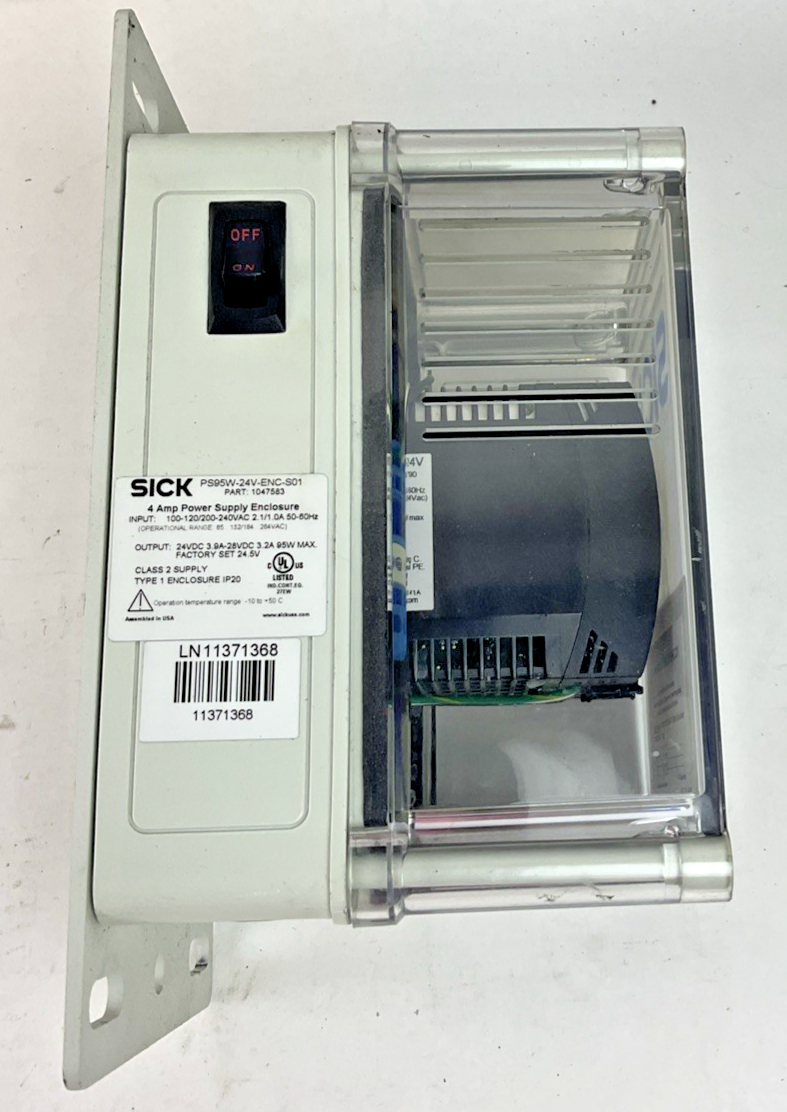 SICK PS95W-24V-ENC-S0 POWR SUPPLY ENCLOSURE 4AMP 24VDC 240VAC 95W
