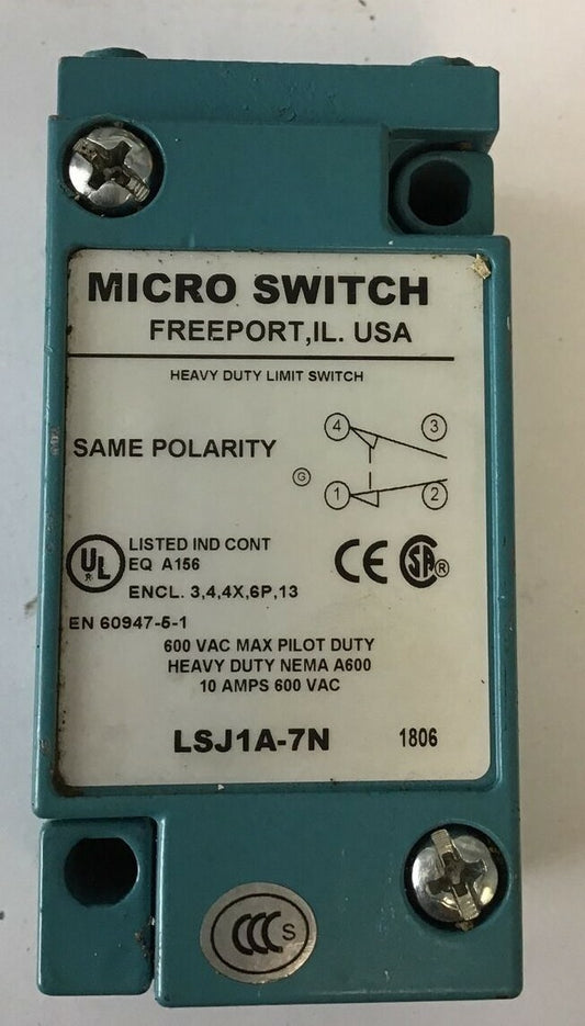 MICRO SWITCH LSJ1A-7N LIMIT SWITCH 600VAC 10A