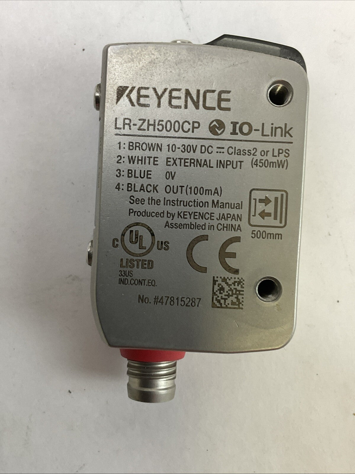 KEYENCE LR-ZH500CP IO-LINK LASER SENSOR 10-30VDC