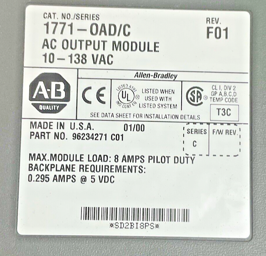1771-OAD/C OUTPUT MODULE REV.F01 SER.C